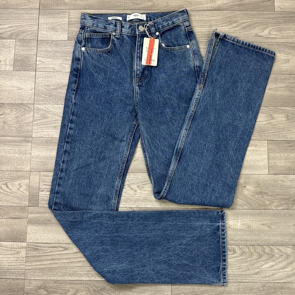 MNG Mango Miranda High Waist Straight Leg Jeans Medium Wash sz 1